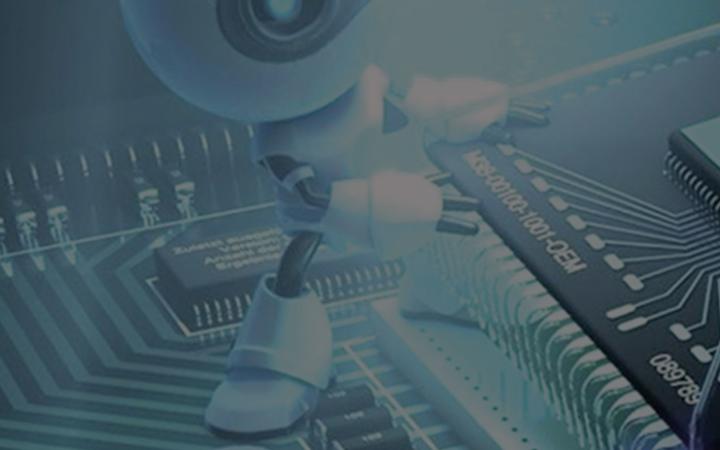 Robot working on a circuit board